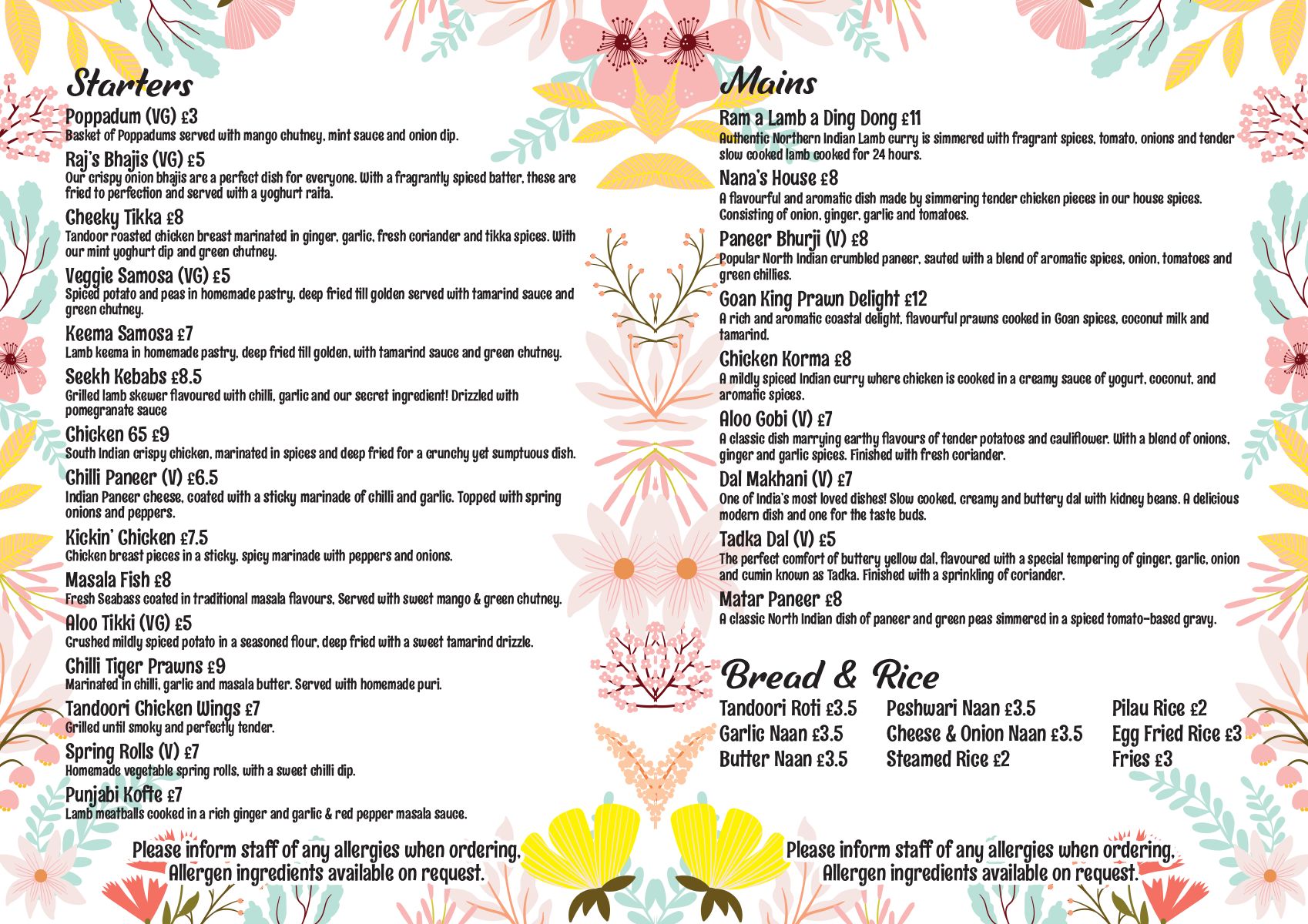Takeaway Menu Page 2